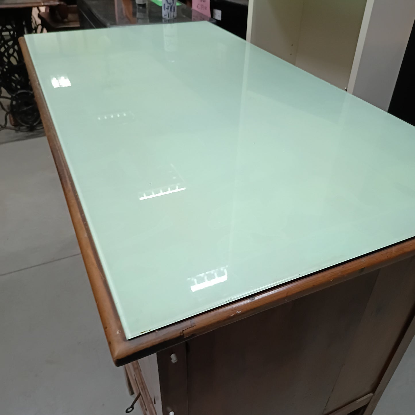 Scrivania Liberty Piano Vetro 5/c Noce Cm120x65x80