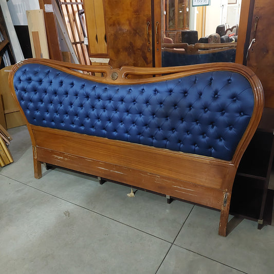Testiera Letto Matrimoniale Legno Tessuto Capitonnè Blu Cm200x110h