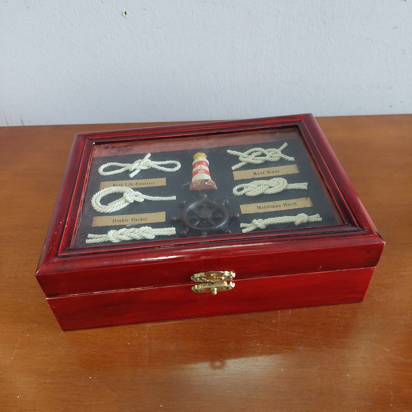 Scatola Portagioie Legno Nodi Stile Marinaro