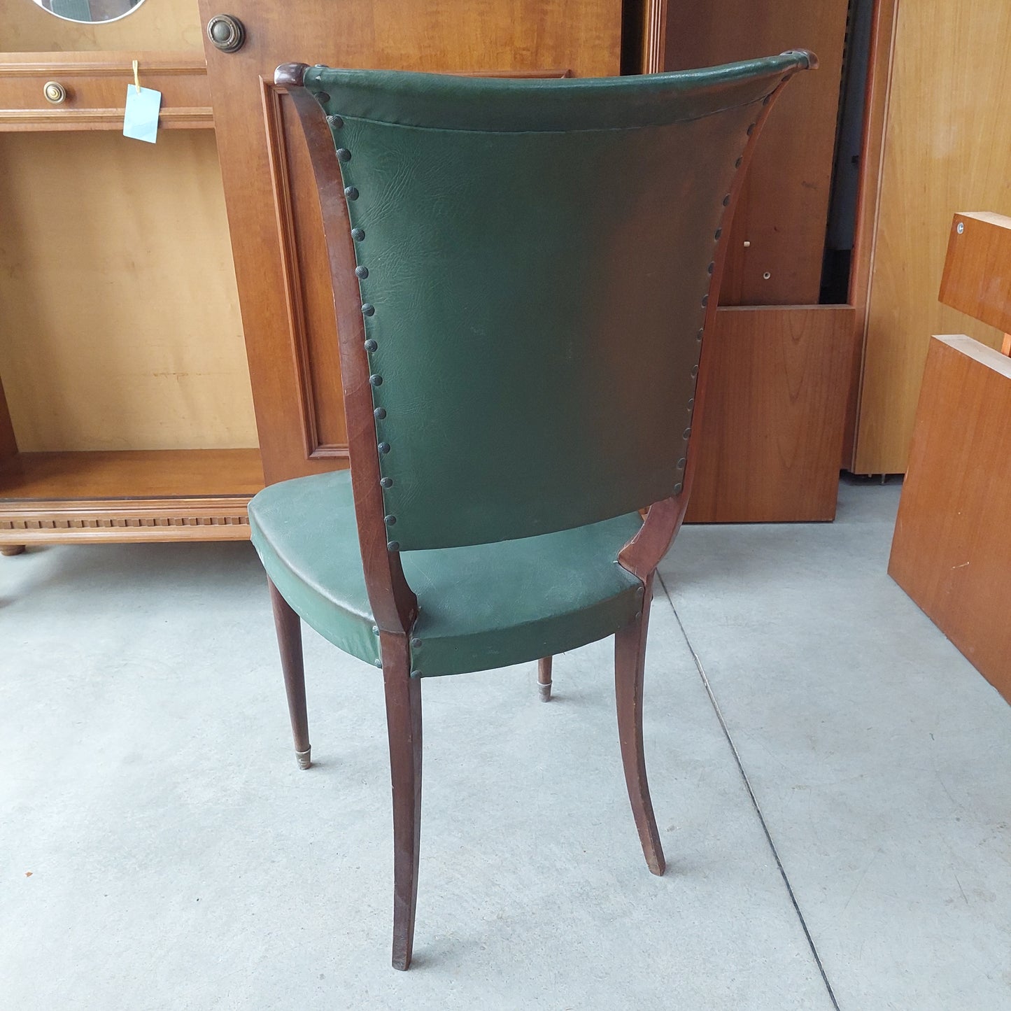 Set/6 Sedie Legno*/pelle Verde Anni '50