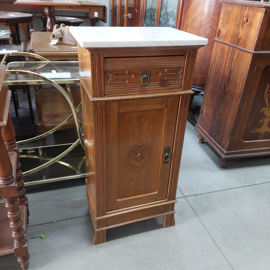 Comodino Legno St. Liberty Con Marmo 1/c 1/s Cm42x30x90h