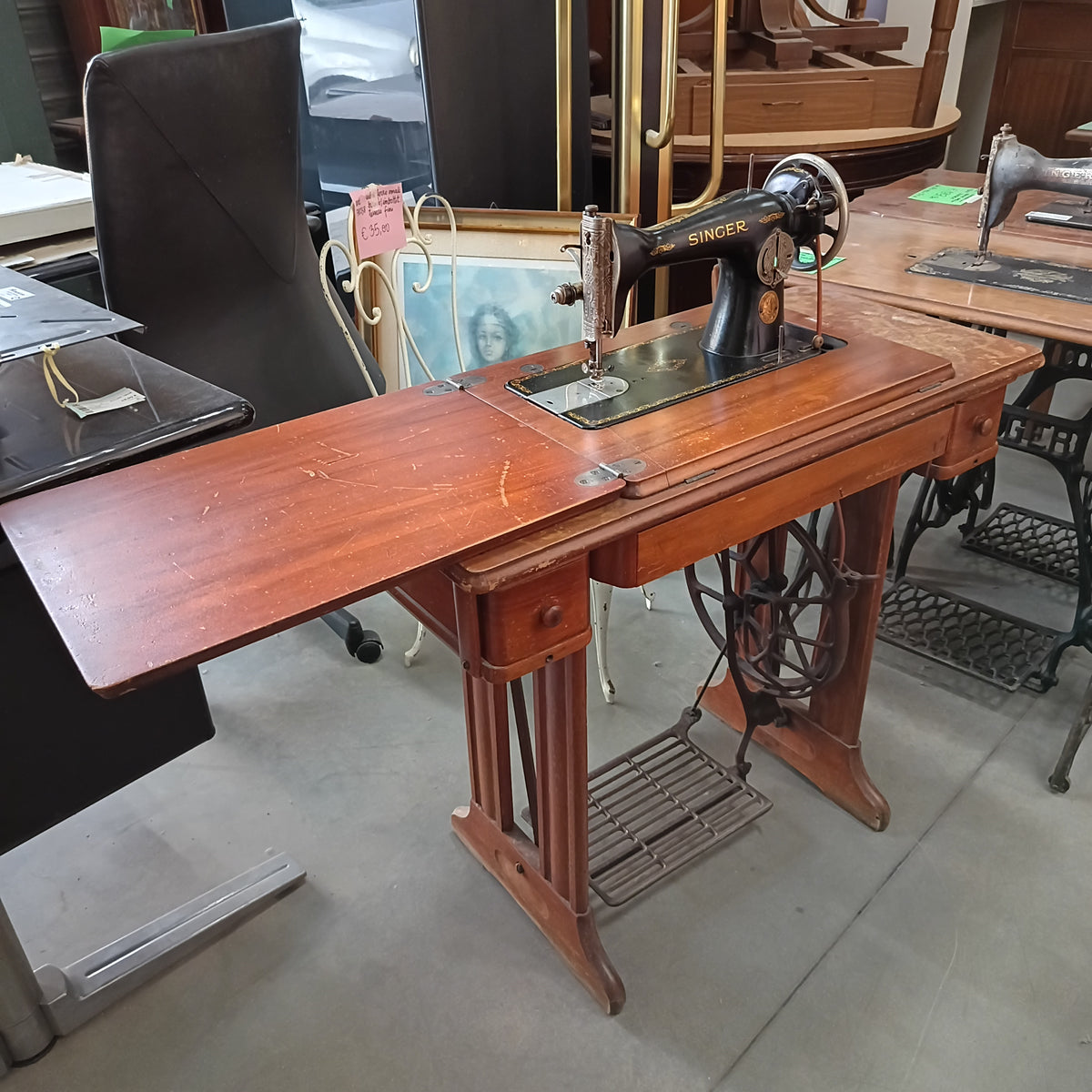 Macchina Da Cucire Antica Singer 2/c Cm87x41x78