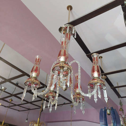 Lampadario Cristallo Di Bohemia 5/luci Anni '50