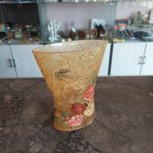 Vaso Portafiori Vetro Dipinto Rose