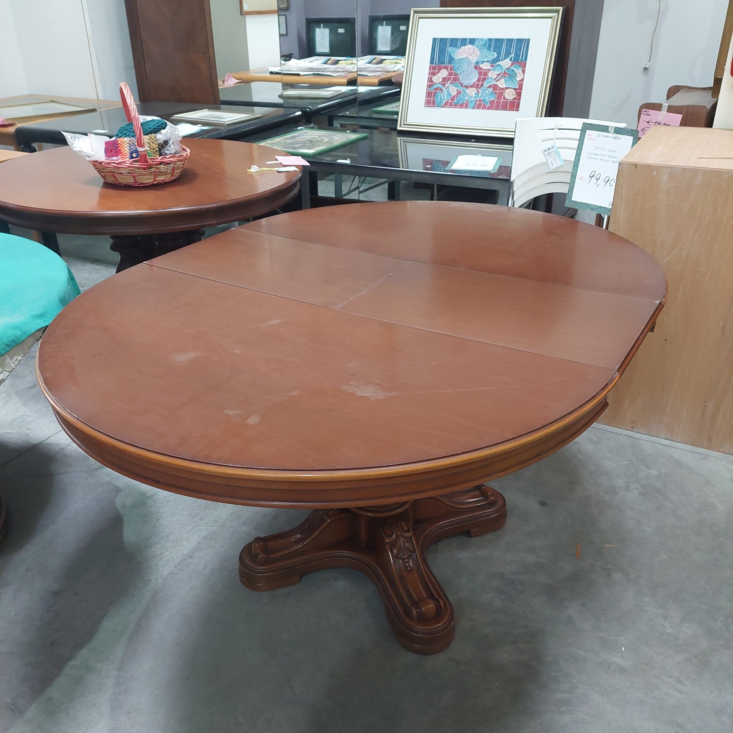 Tavolo Legno Tondo All. Anni'60 Cm D.117/167