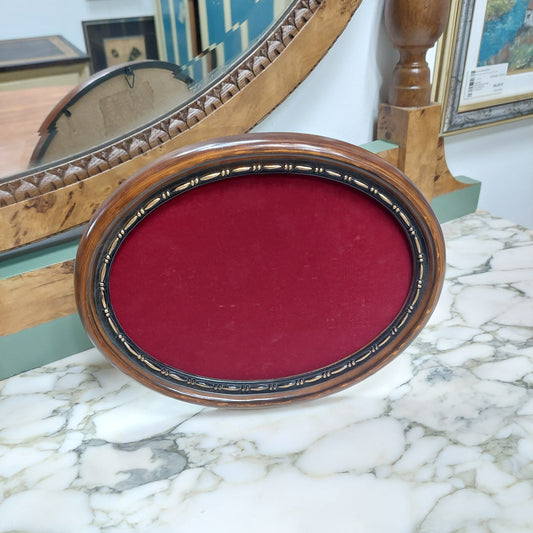 Cornice Ovale Legno Velluto Rosso Cm28x21