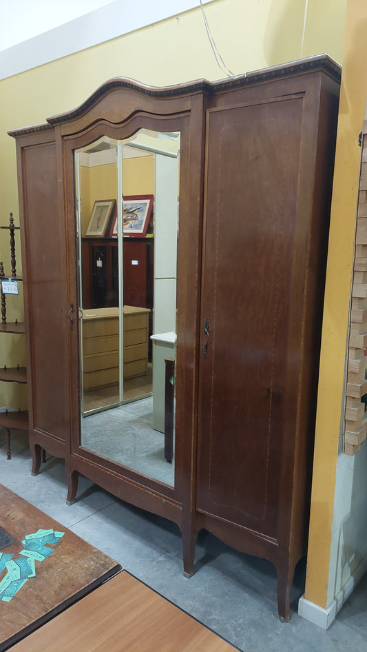 Armadio Liberty Intarsiato Con Specchio 3/ante 206x61x225h