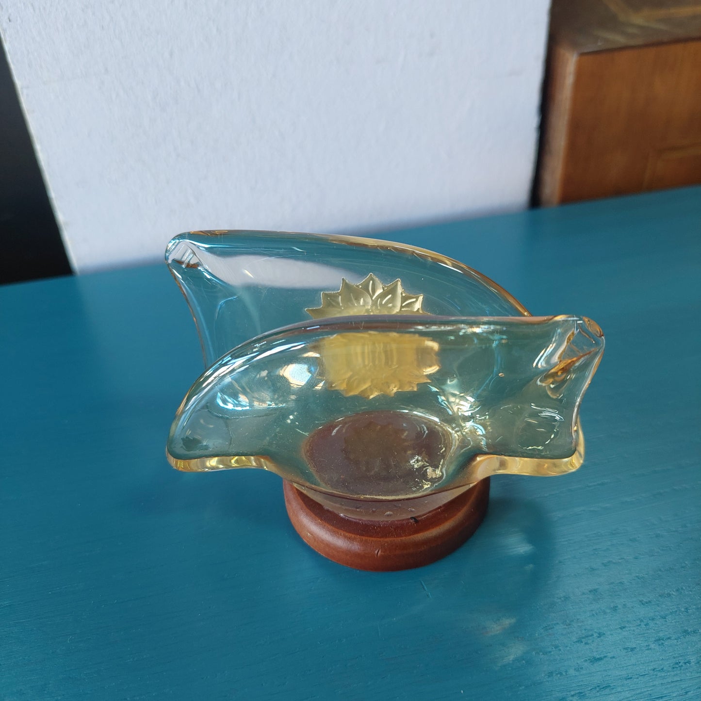 Portatovaglioli Vetro Di Murano Fiore Argento