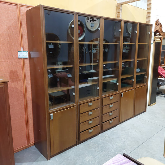 Parete Attrezzata 5 Moduli Legno Anni '70