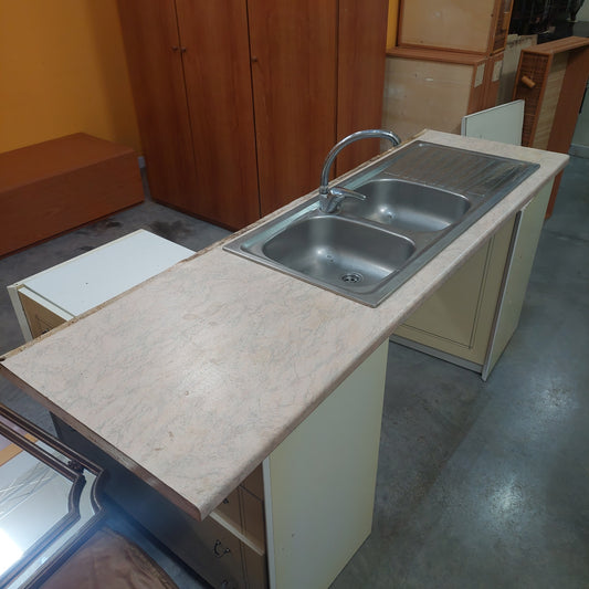 Top Cucina Lavello Due Vasche Con Gocciolatoio Cm157x60