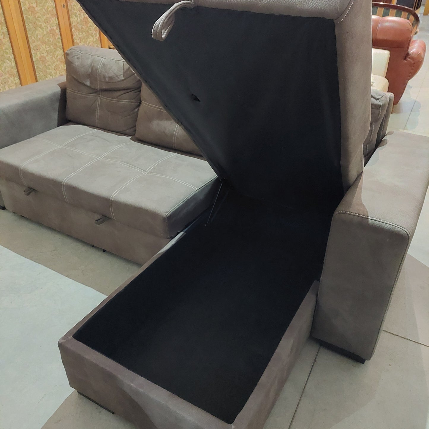 Divano* Grigio Con Penisola E Contenitore Cm241x160x85