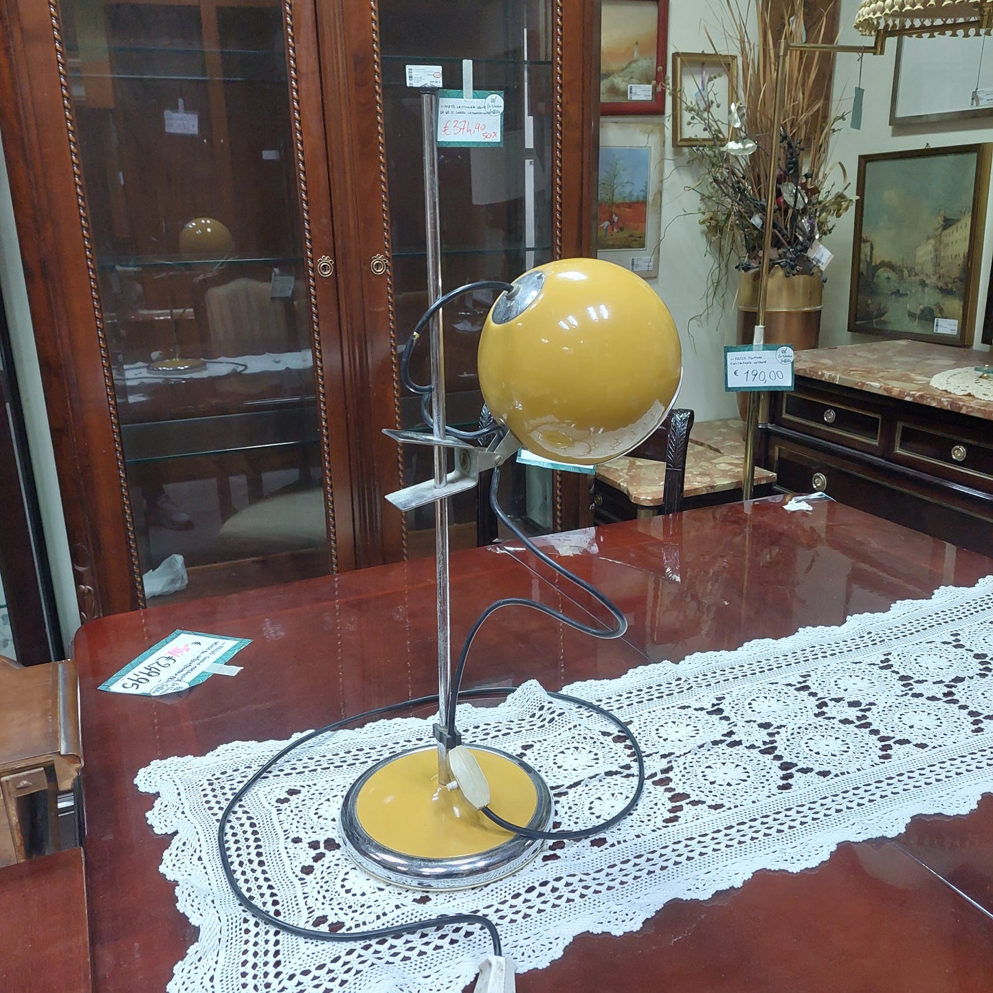 Lampada Gialla Space Age "eye Ball" St. Goffredo Reggiani