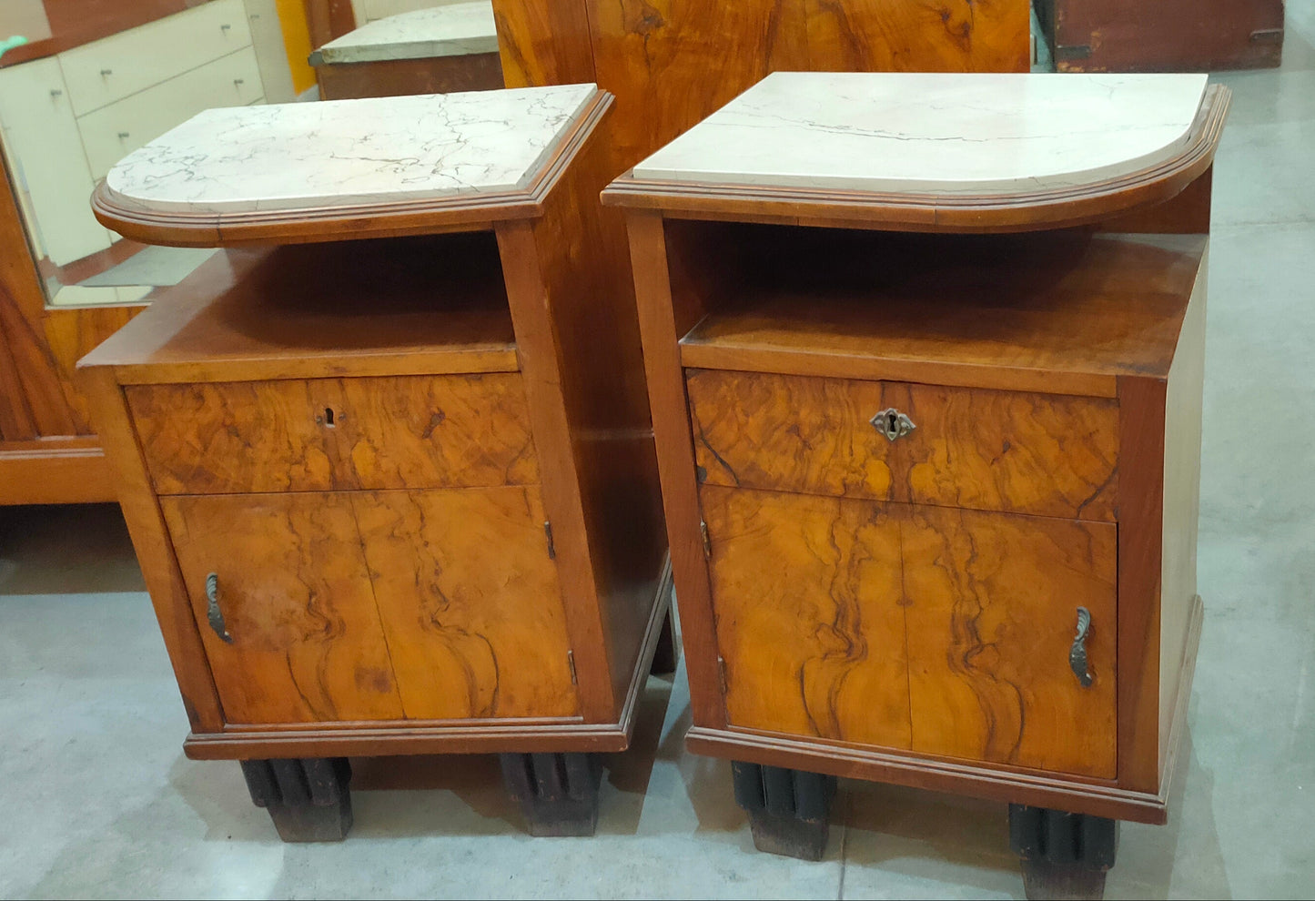 Coppia Comodini St. Decò 1/s Marmo Cm44x34x67h
