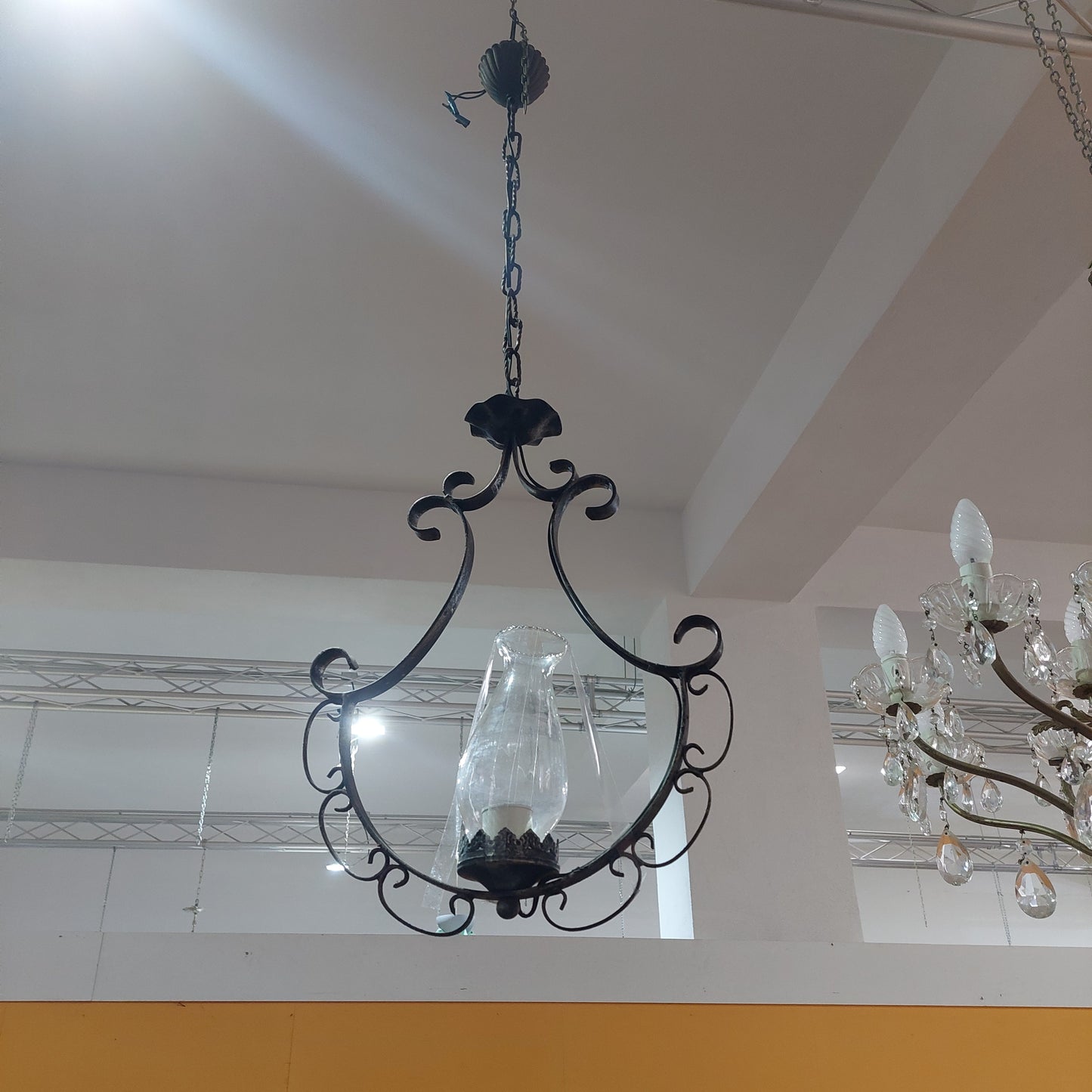 Lampadario Ferro Coppa Vetro 1/luce