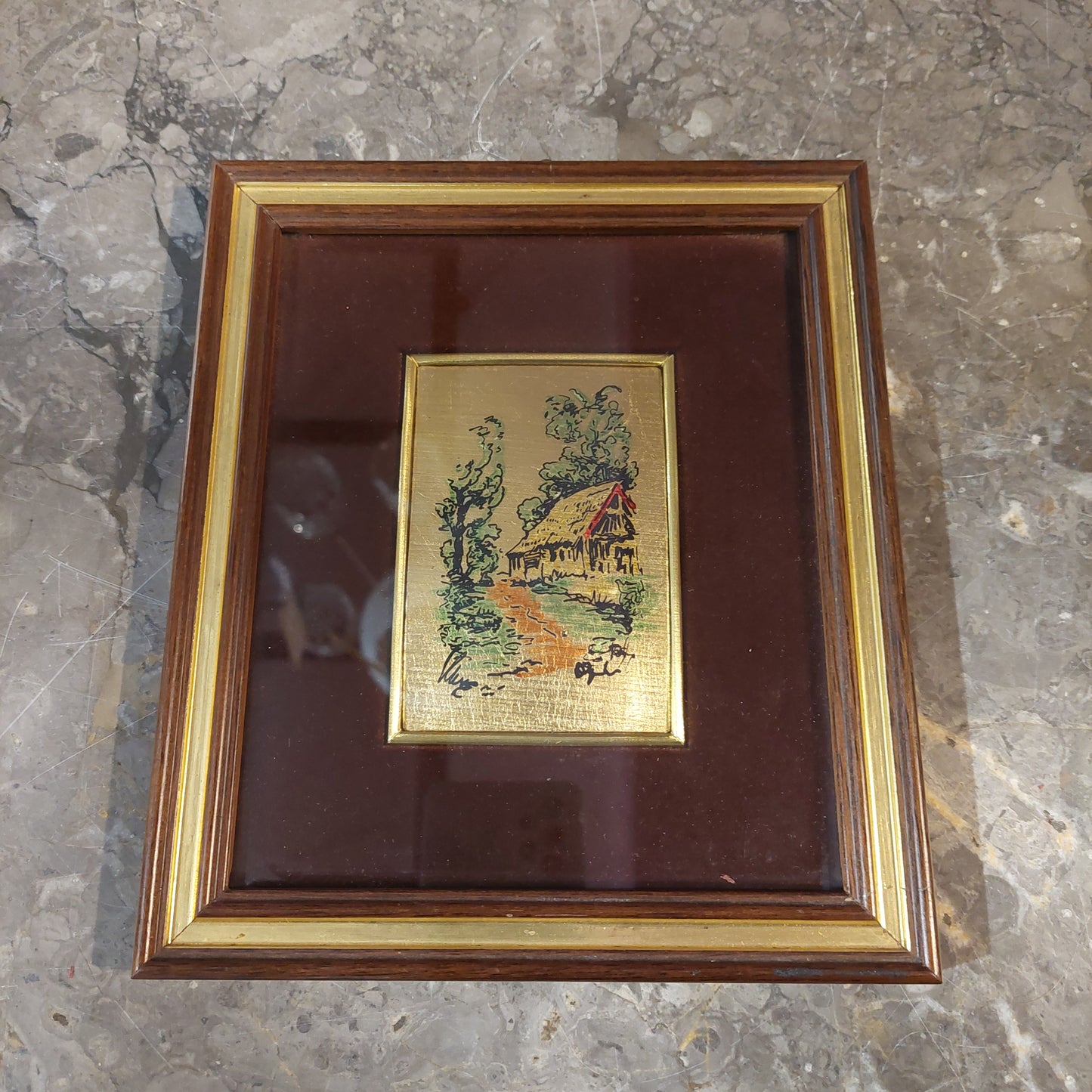 Quadretto Foglia Oro Cm17,5x20,5