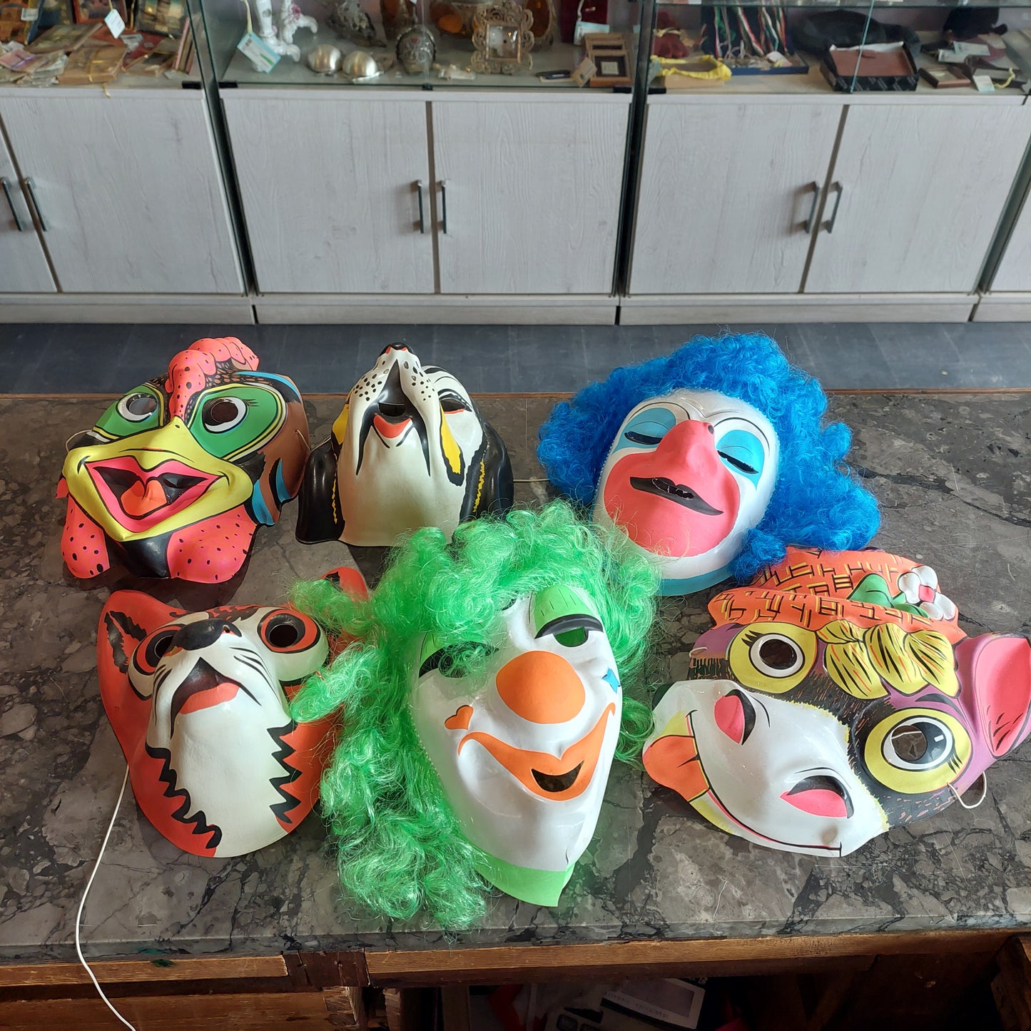 Set/5 Maschere Di Carnevale Vintage Anni 60