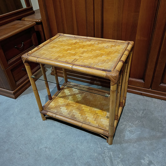 Tavolino Bamboo C/mensolina Vetro 2/r Cm61x44x60