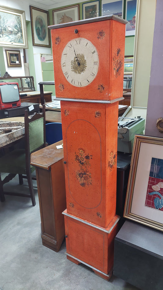 Orologio/contenitore* Arancio Dipinto/decoupage Cm39x18x166h