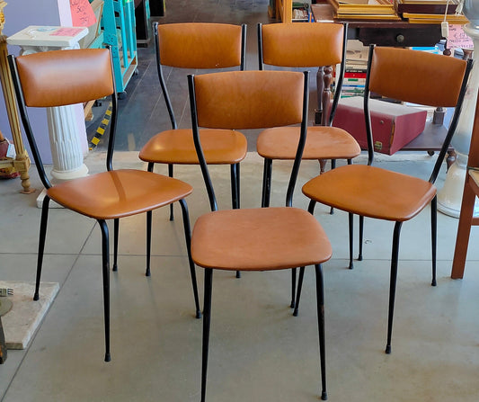 Set/5 Sedie Ferro/sky Anni 60