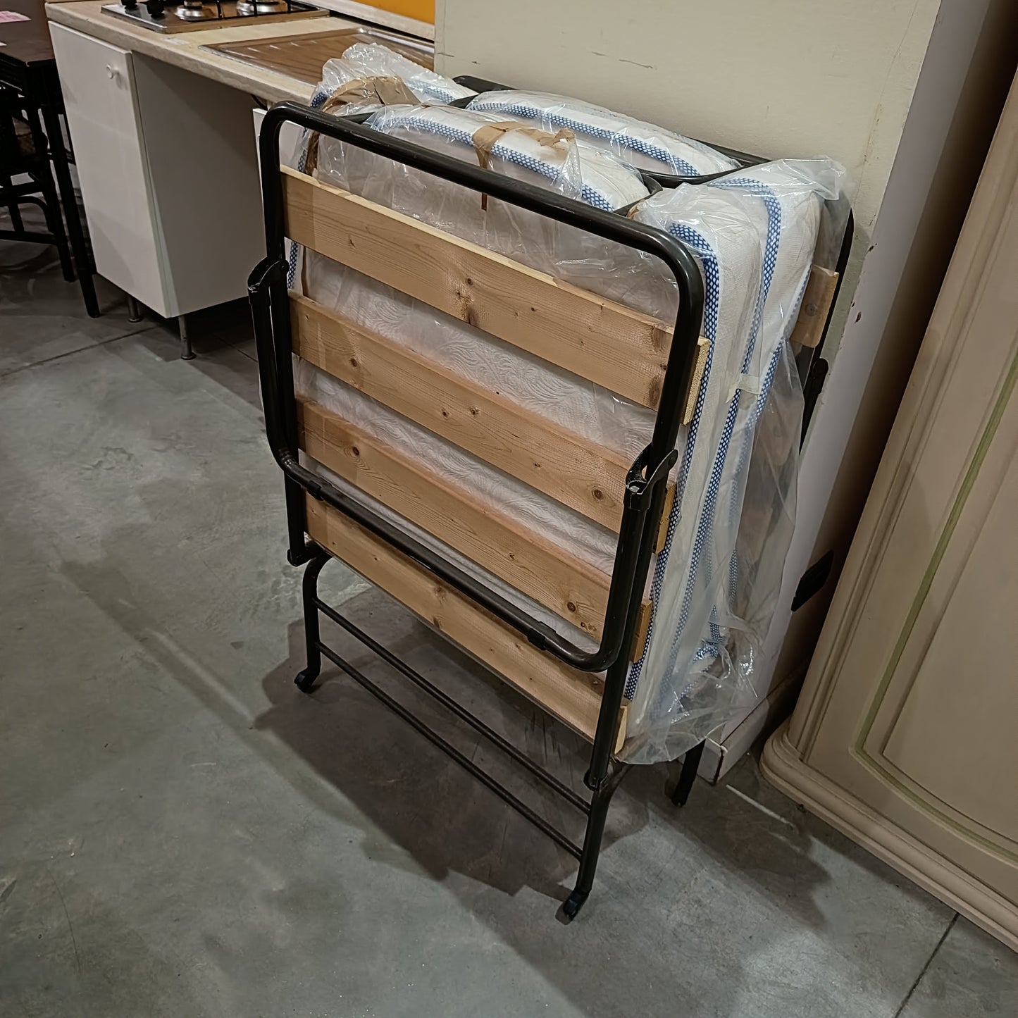 Brandina Pieghevole Doghe Legno Letto Singolo C/materasso