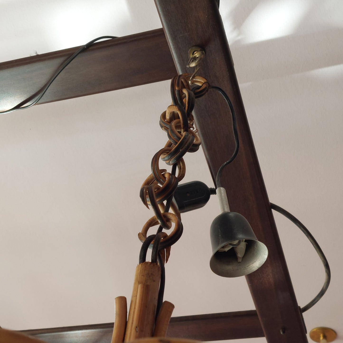 Lampadario Bambù Paglia Di Vienna 1 Luce