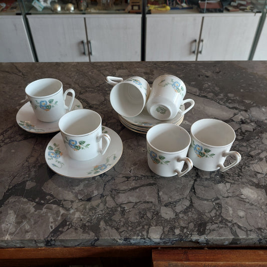 Set/6 Tazzine * Caffè  Con Piattini * Porcellana Cinese