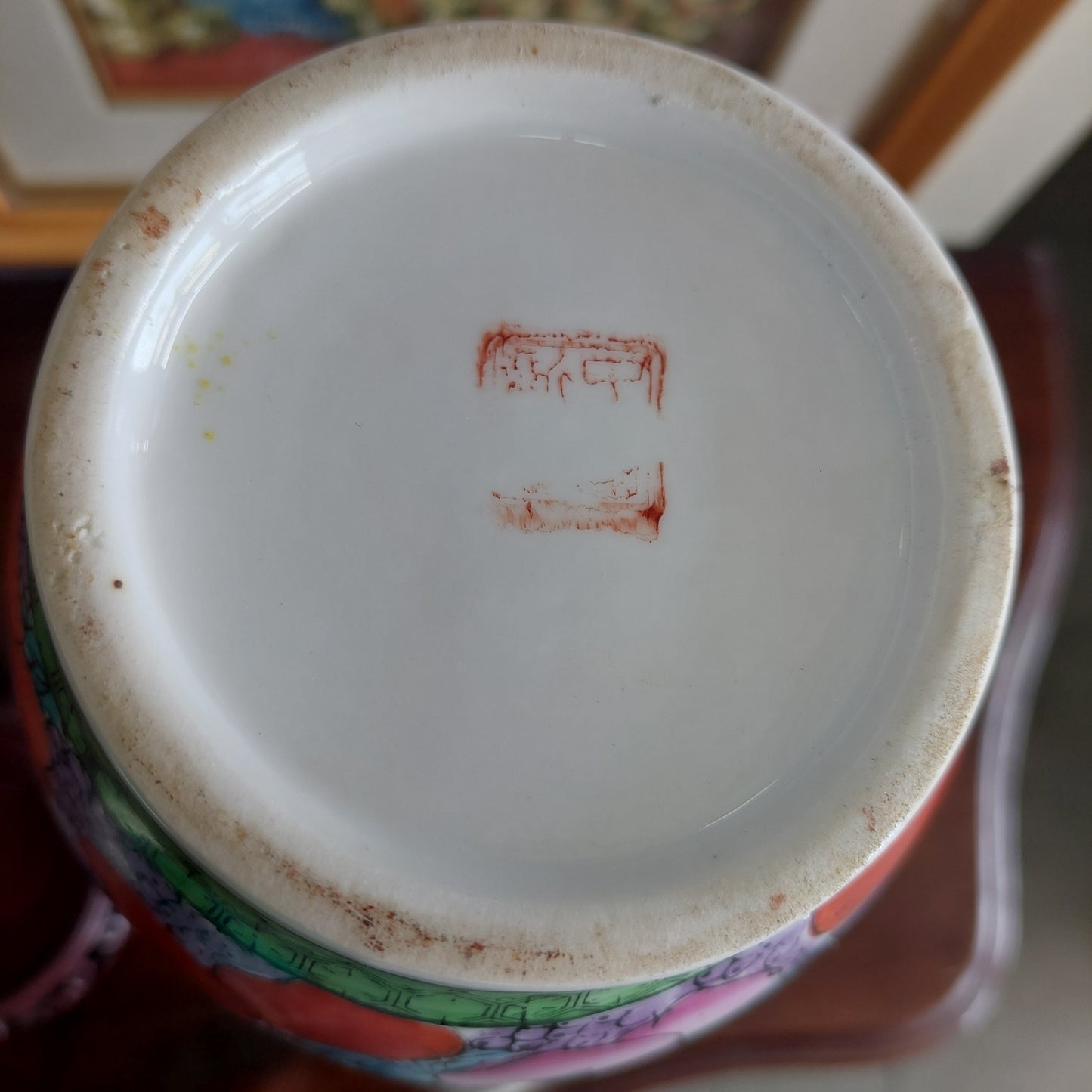 Vaso Porcellana Cinese H38 + Base Legno Intagliata