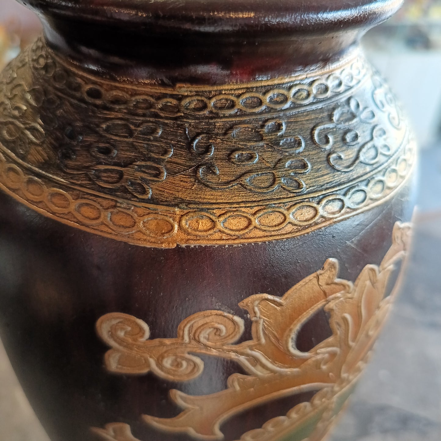Vaso Indiano Ceramica Dipinto 15x35h