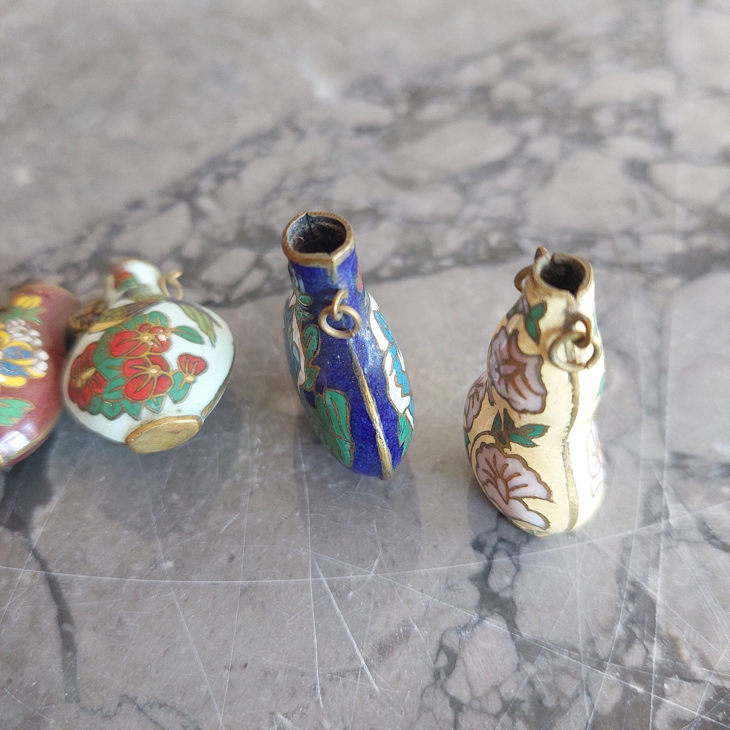 Set/4 Anforette Cloisonnè Cinese Da Collezione