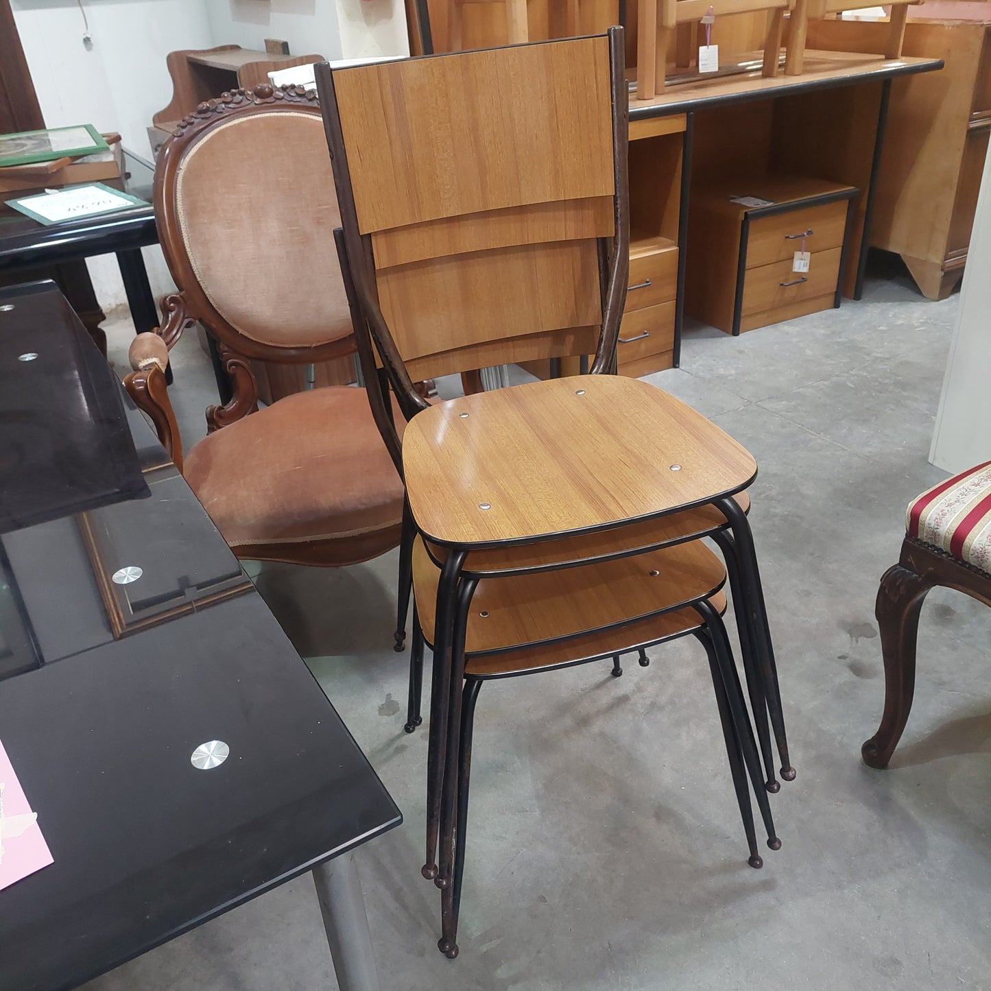 Set/tavolo + 4 Sedie Formica Anni 50 Cm129x69x177h