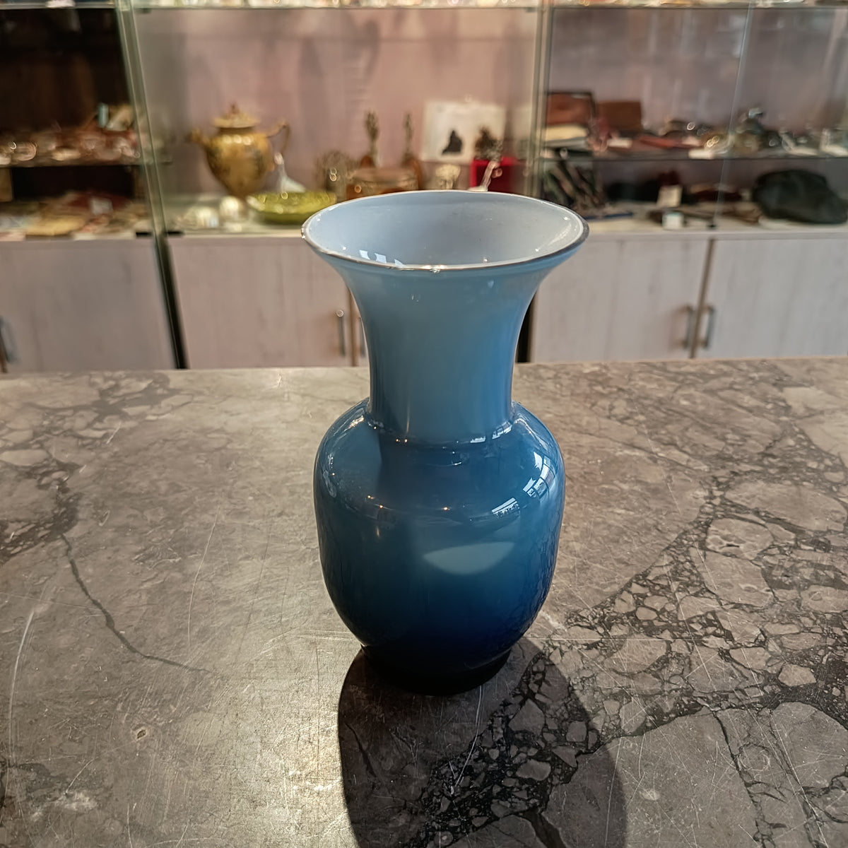 Vasetto* Vetro Murano Incamiciato Azzurro