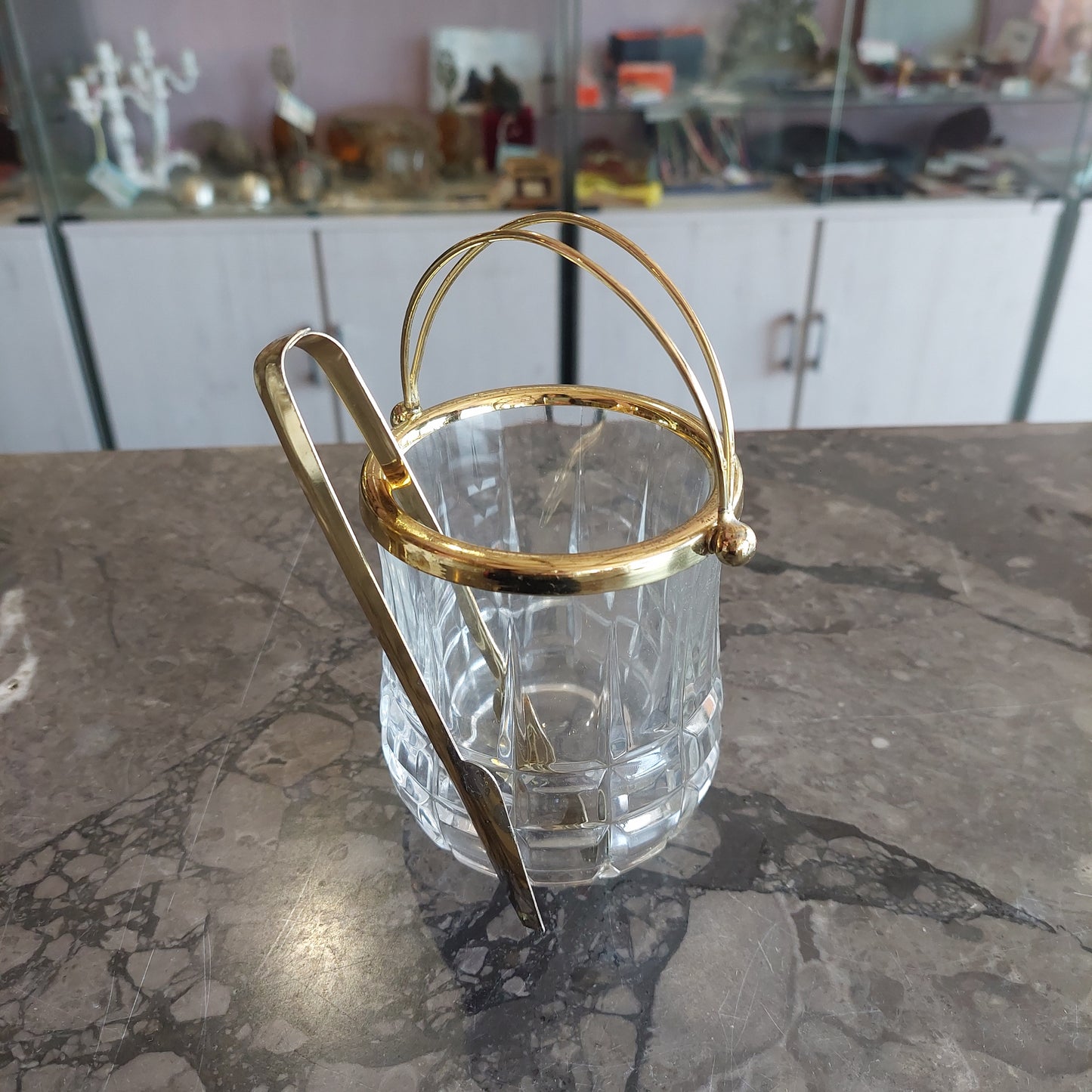 Mini Secchiello Ghiaccio Vetro Molato Metallo *