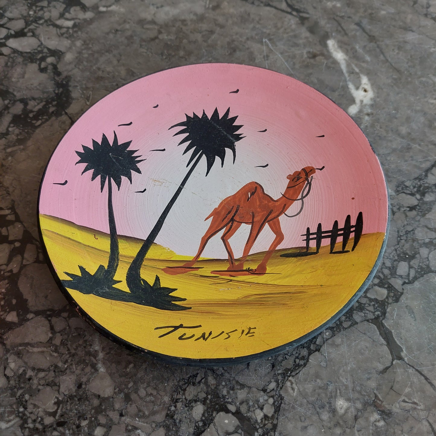 Piatto Souvenir Tunisia Ceramica Dipinto A Mano