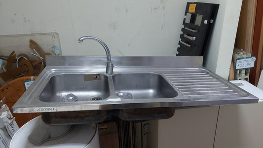 Lavello Acciao 2 Vasche Sgoc. + Rub. Cm120x60