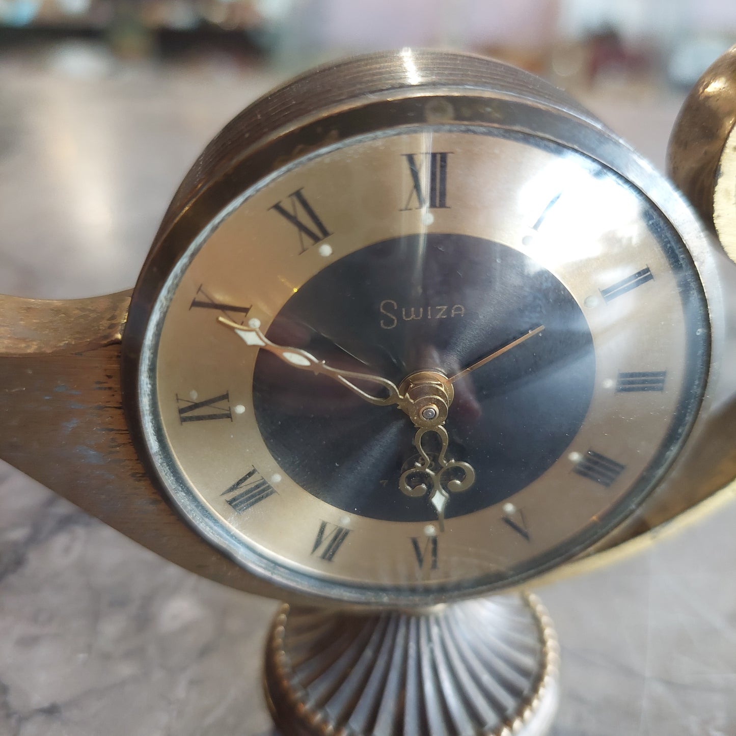 Orologio Sveglia Swiza Ottone Vintage