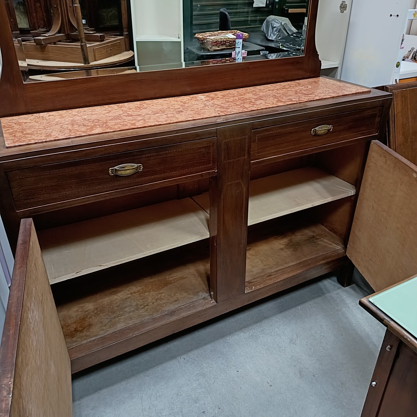 Credenza Liberty C/specchio E Marmo 2/c 2/s  Cm150x43x166