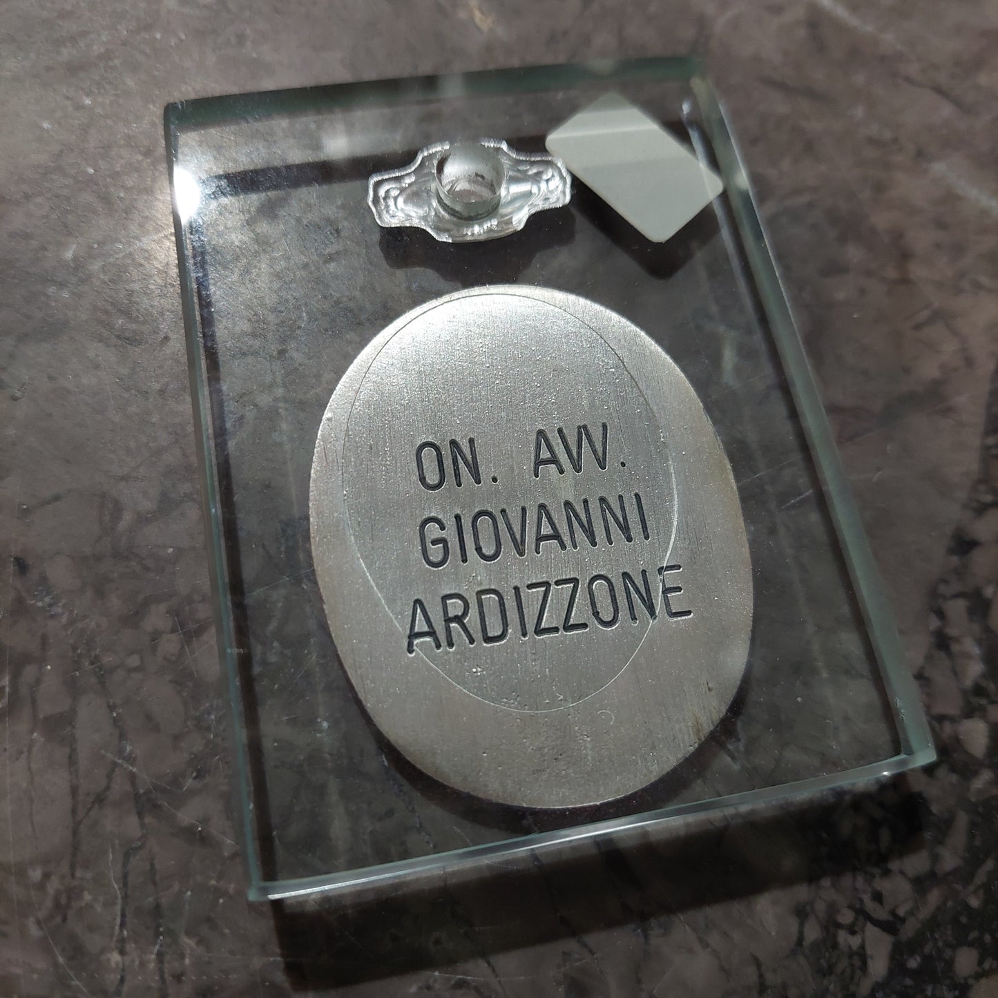 Mini Quadretto Cristallo Argento Stemma Messina