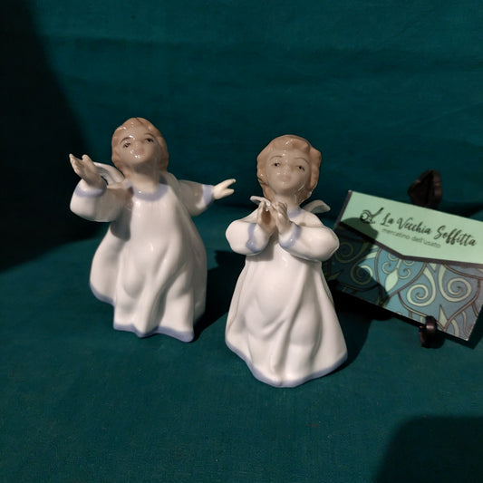 Coppia Statuine Angioletti Porcellana