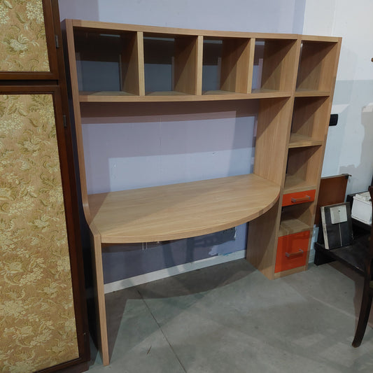 Scrivania Cameretta Color Rovere 2/c Arancio Cm163x70x166h