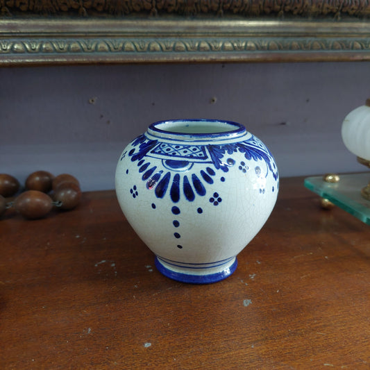 Vasetto Porcellana Amd Decoro Blu