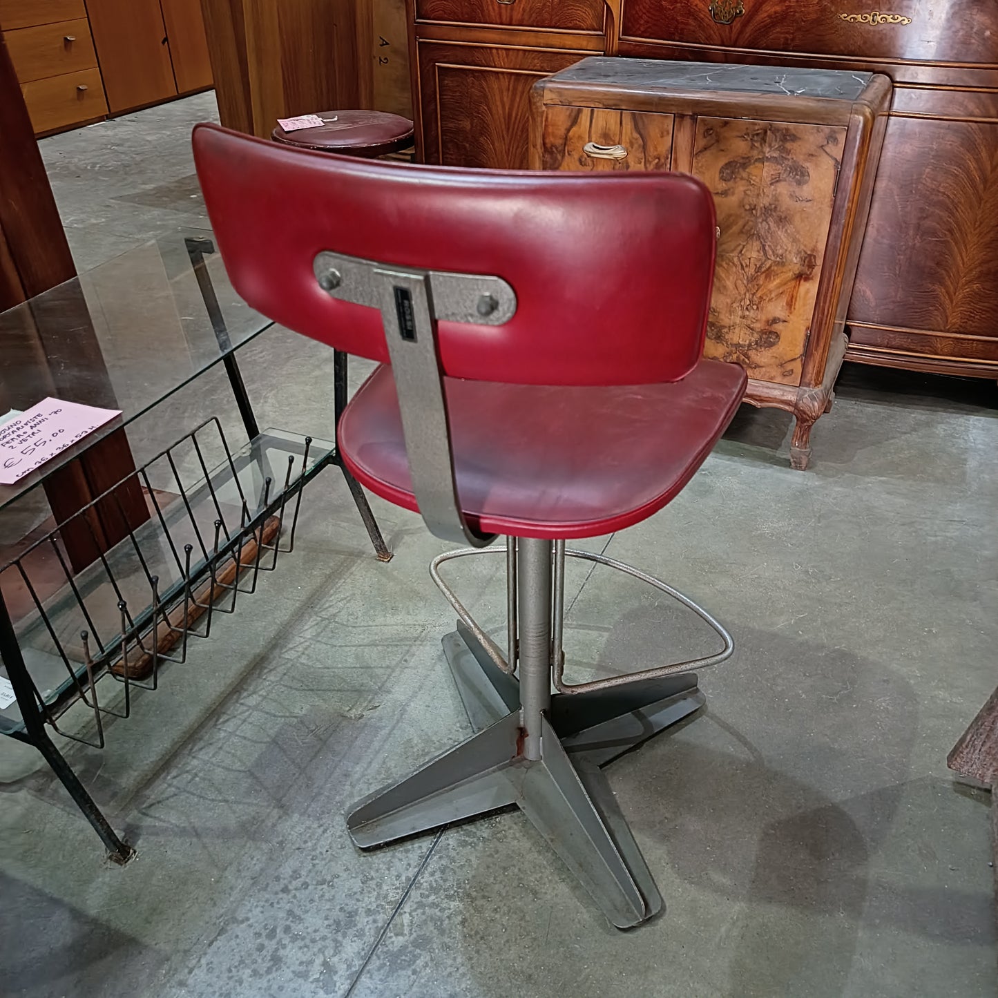 Sgabello Alto Girevole Sky Bordeaux Vintage Bieffe Padova