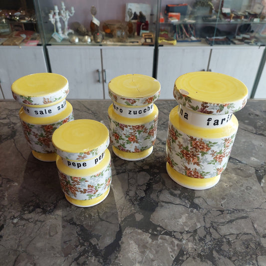 Set/4 Barattoli Da Cucina Ceramica * Vintage