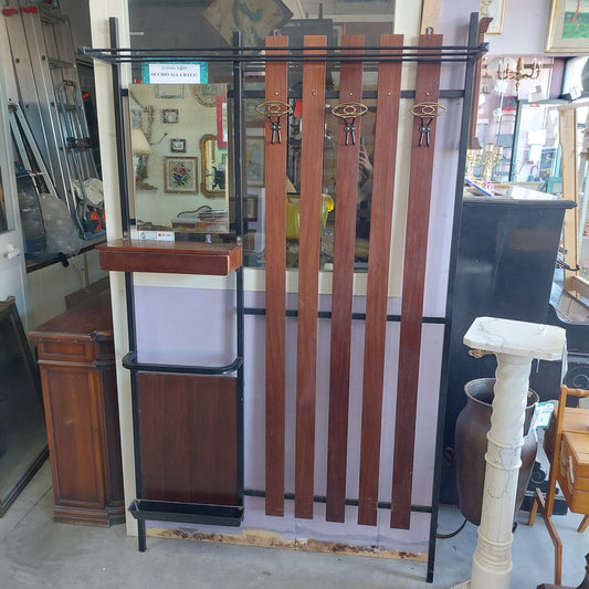 Entratina Appendiabiti Con Specchio Legno/ferrro Vintage Cm106x179h