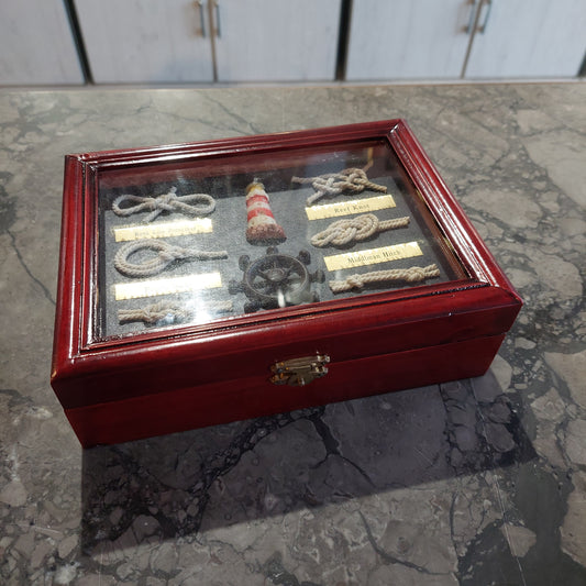 Scatola Portagioie Legno Nodi Stile Marinaro