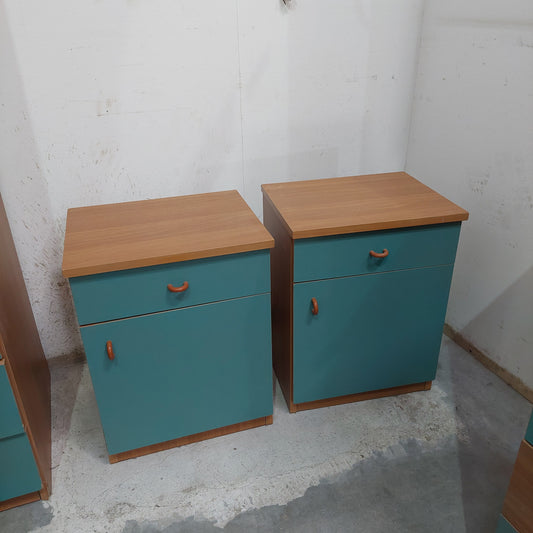 Coppia Comodini Verde Noce 1/a 1/c Cm41x33x54