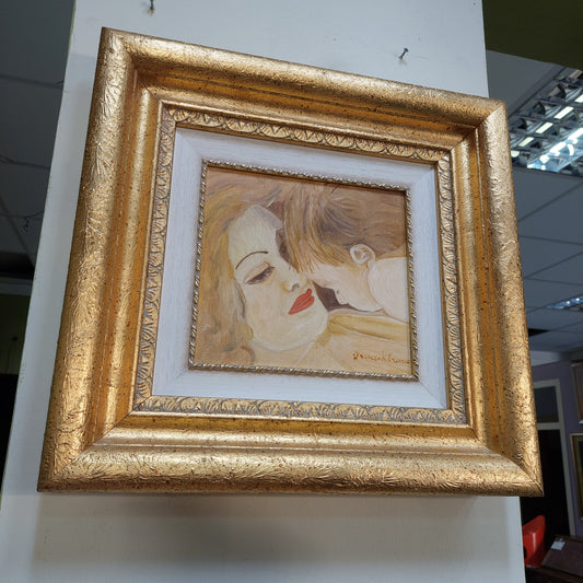 Quadro Mamma Con Bambino Cornice Oro