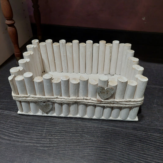 Portapiante/portaoggetti Legno Shabby Cm32x22x13h