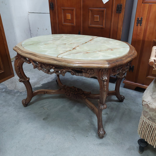 Tavolino Legno* / Marmo Stile Barocco Cm84x62x50h