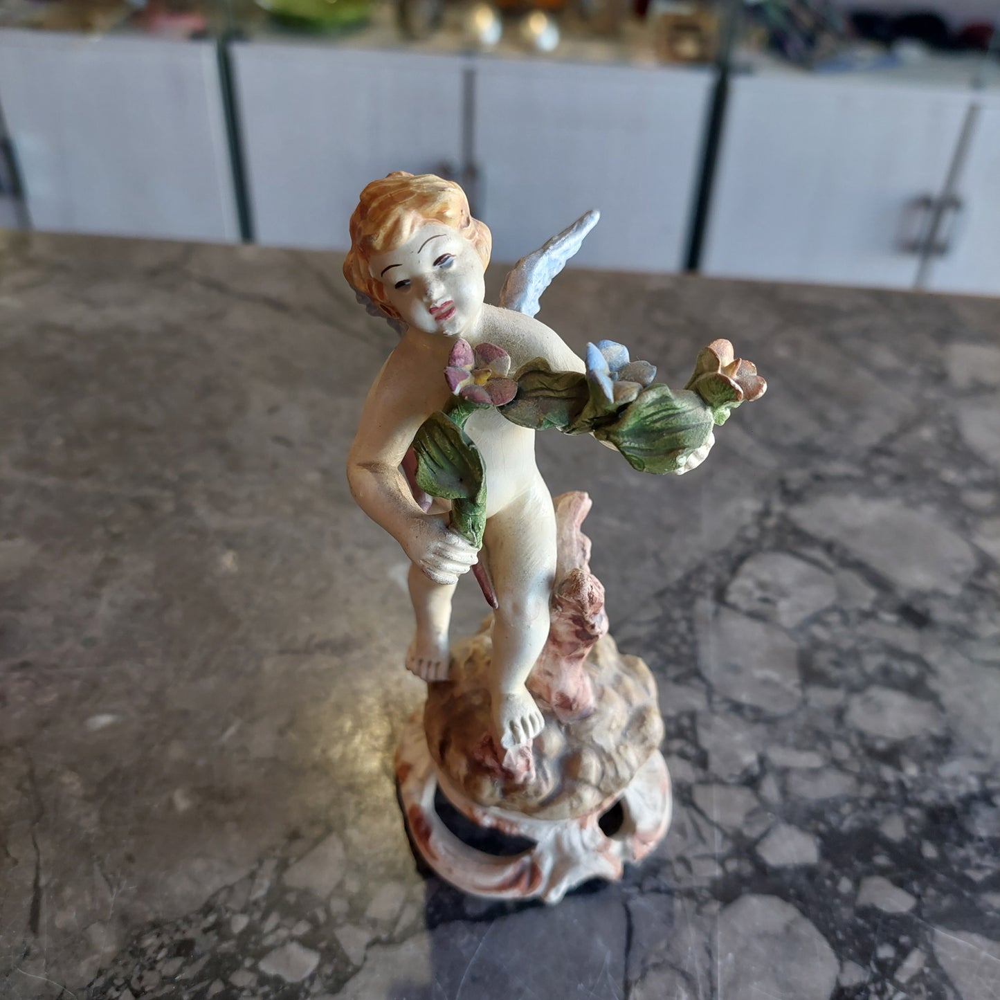 Statuina * Puttino Con Fiori Porcellana St. Capodimonte