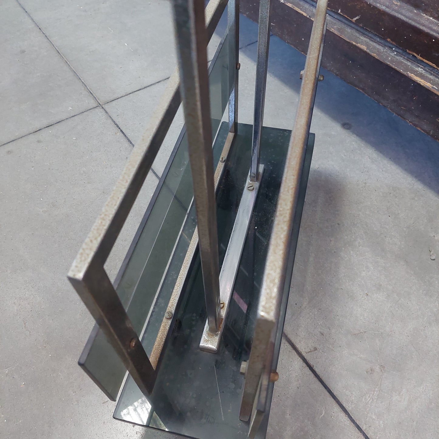 Portariviste* Vintage Metallo/vetro Anni70 Cm45x15x51